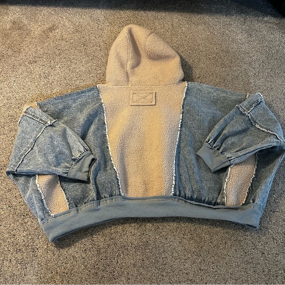 BiBi Blue Denim and Cream Sherpa Hooded Jacket - Picture 11 of 12